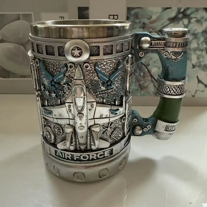 Sovere Military Style 3D Design Insulated Mug - 15 oz Stainless Steel Coffee and Tea Cup