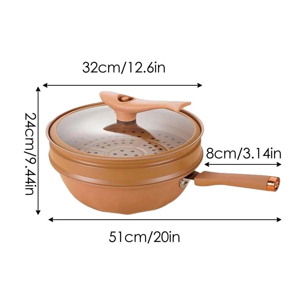 Majesta Nonstick Wok Pan with Steamer Insert - Induction Compatible for Healthy Cooking