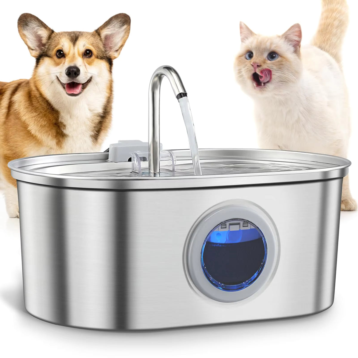 Royora Stainless Steel Pet Water Fountain for Cats & Dogs - 3.2L Auto Water Dispenser