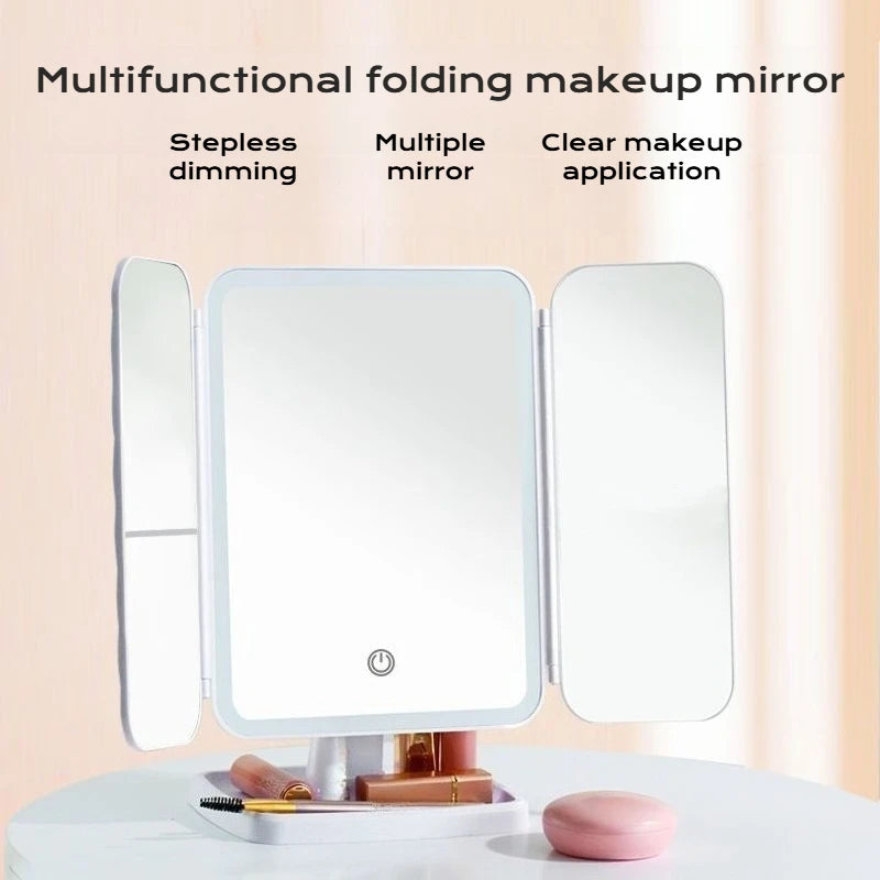 Luxoria LED Vanity Mirror with Lights, Foldable Design and Adjustable Angles