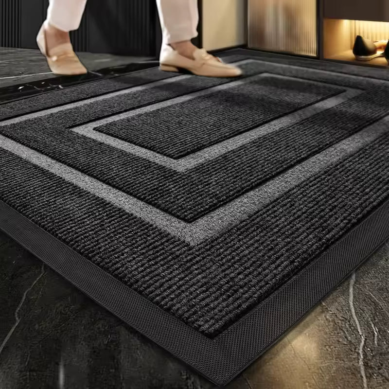 Sovere Waterproof Rubber Door Mat, Non-Slip Outdoor/Indoor Mat with Geometric Border