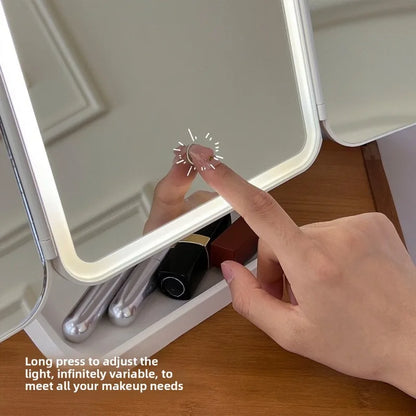 Novara Rectangular LED Vanity Mirror with 3 Lighting Modes, Foldable Design