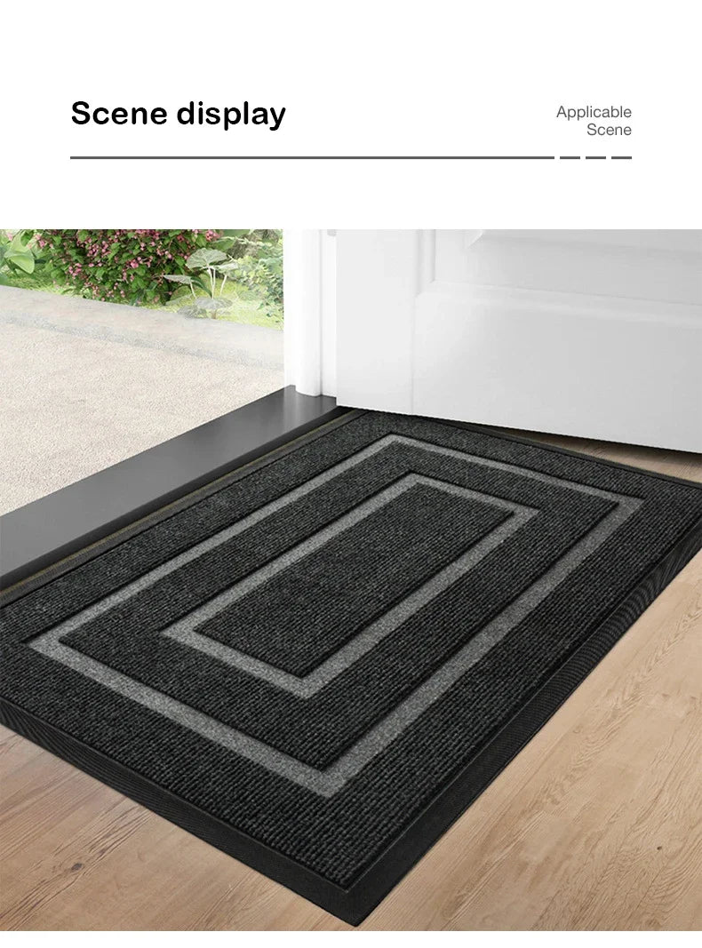 Sovere Waterproof Rubber Door Mat, Non-Slip Outdoor/Indoor Mat with Geometric Border