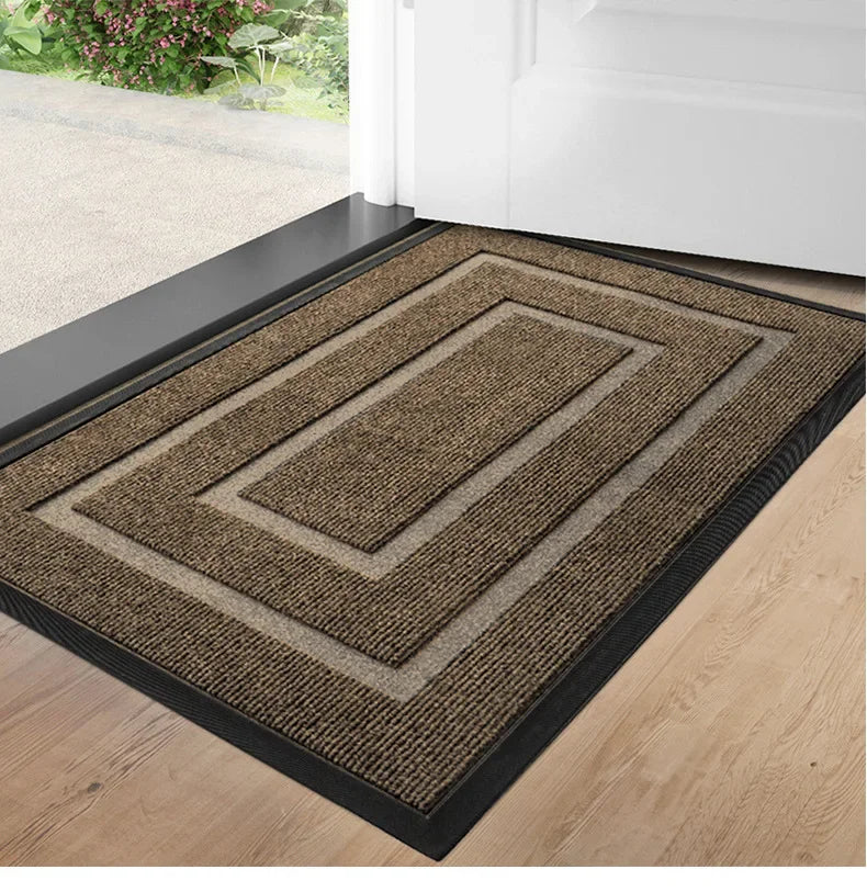 Sovere Waterproof Rubber Door Mat, Non-Slip Outdoor/Indoor Mat with Geometric Border