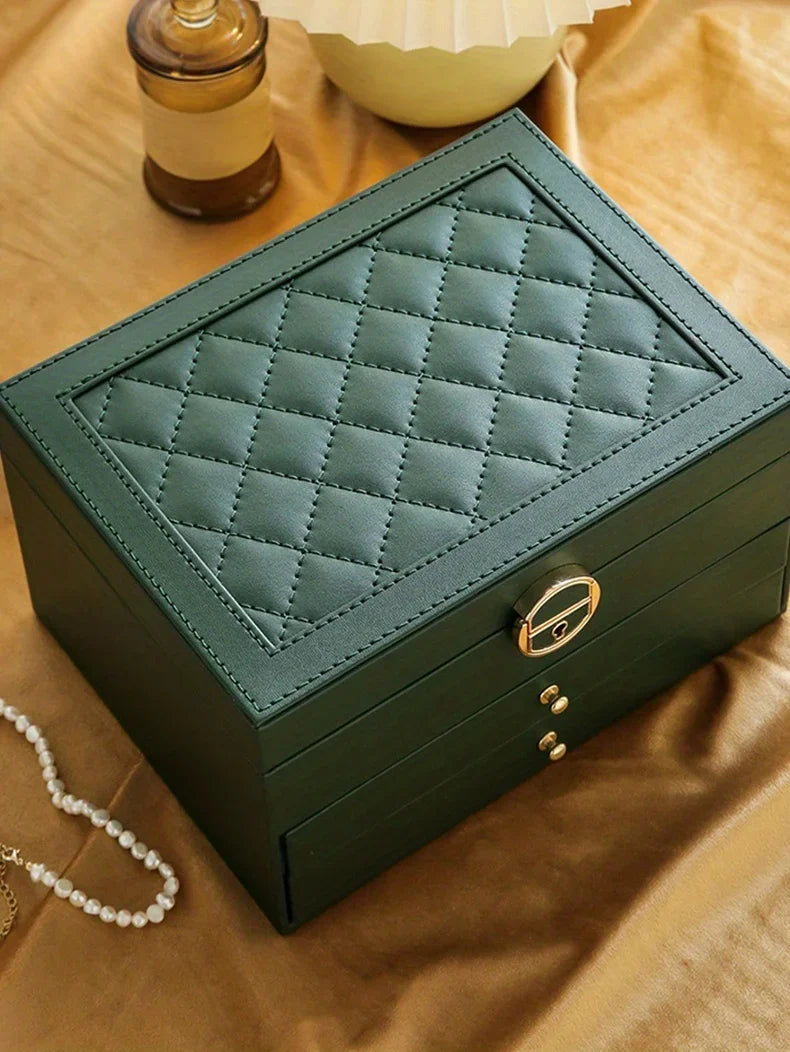 Luxoria Multilayer Leather Jewelry Box for Women - Elegant Jewelry Organizer