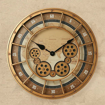 Eloria Oversized Industrial Steampunk Wall Clock with Real Moving Gears