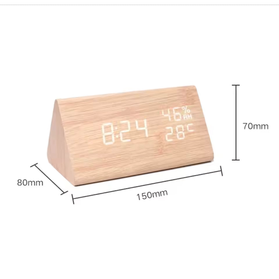 Sovere Voice-Controlled LED Wooden Clock, Minimalist Design for Modern Living
