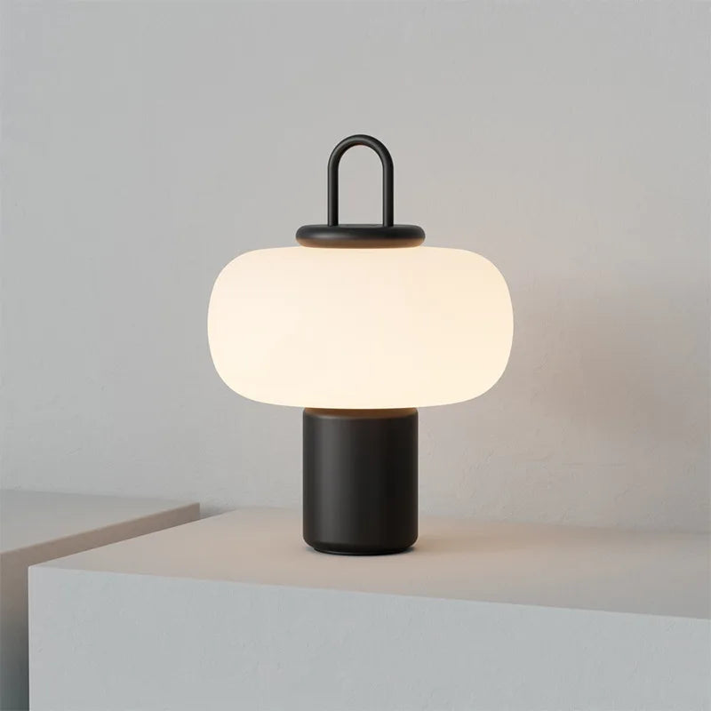 Sovere Minimalist Glass Bedside Table Lamp with Integrated LED and Metal Base