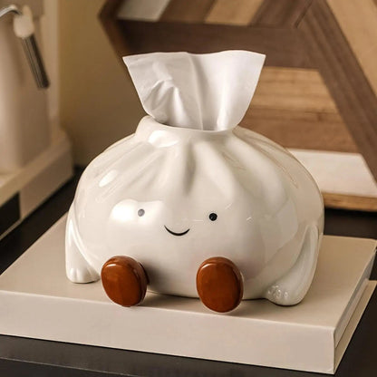Royelle Kawaii Ceramic Tissue Box Cover - Cute Dumpling Facial Tissue Holder