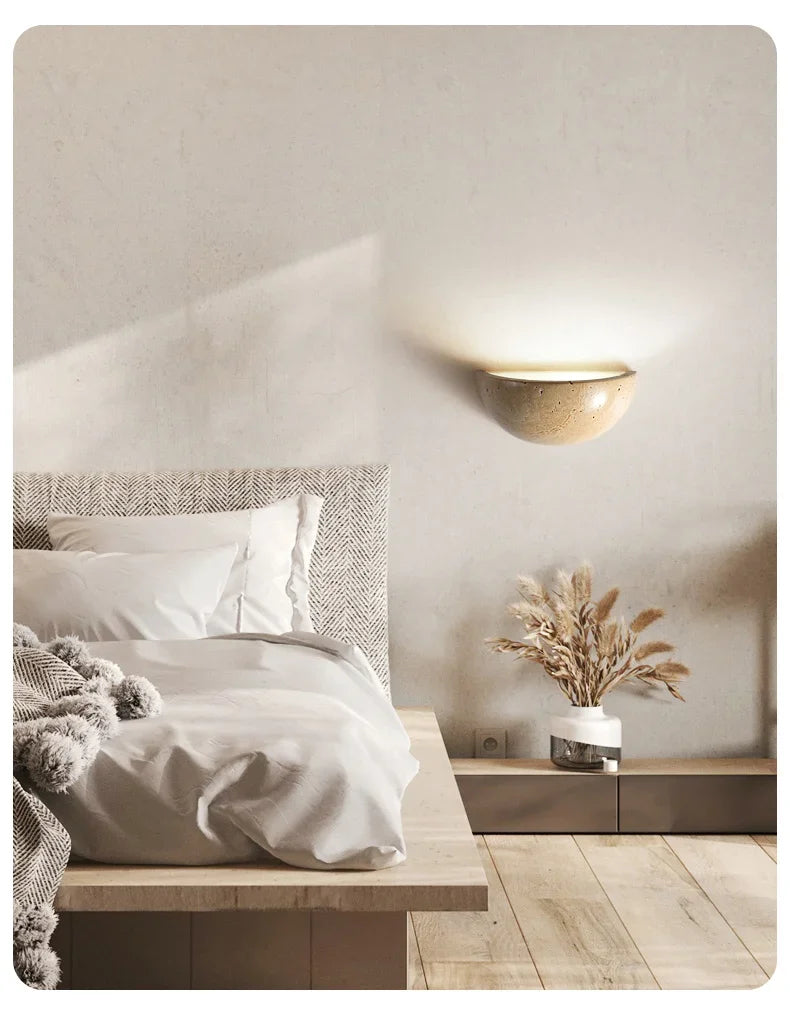 Sovere Stone Wall Light Sconce - Warm LED Glow for Modern Rustic Interiors