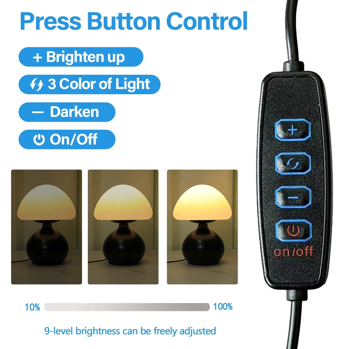 Sovere Modern Mushroom Table Lamp with Adjustable LED Lighting for Bedroom & Living Room