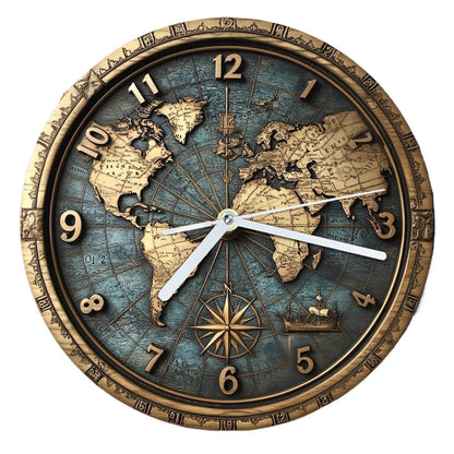 Sailboat Theme Vintage Round Wooden Wall Clock 0
