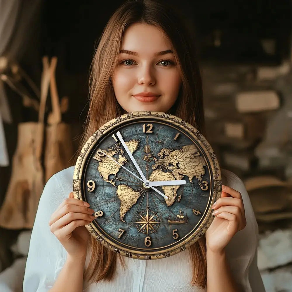 Sailboat Theme Vintage Round Wooden Wall Clock 6