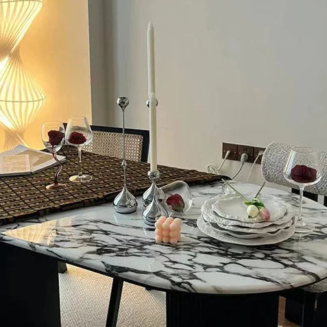 Royeva Modern Silver Candlestick Holder-Elegant Metal Taper Candle Stand Decor