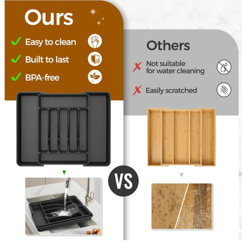 Majesta Extra Large Expandable Silverware Organizer with Adjustable Compartments