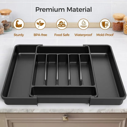 Majesta Extra Large Expandable Silverware Organizer with Adjustable Compartments