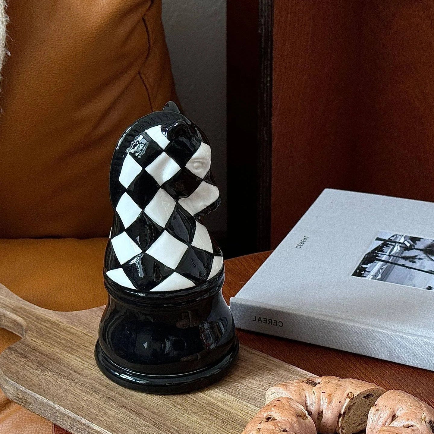 Novara Harlequin Chess Piece Decor - Luxury Ceramic Tabletop Sculpture