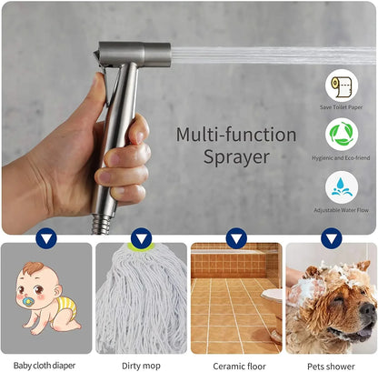 Novara Stainless Steel Handheld Bidet Sprayer Kit with Adjustable Pressure & Self-Cleaning Nozzle