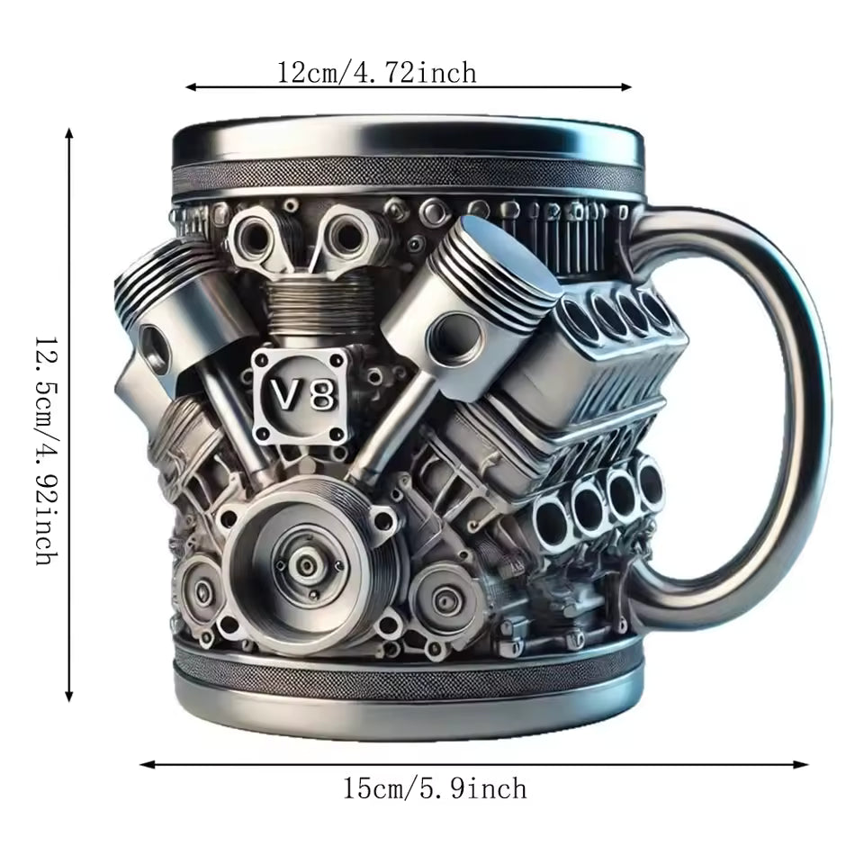 Sovere Engine Style Decorative Metal Mug for Car Lovers - Mechanical Coffee Cup