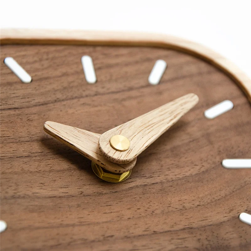 Silent Wooden Table Clock with Solid Oak and Walnut Design for Modern Decor