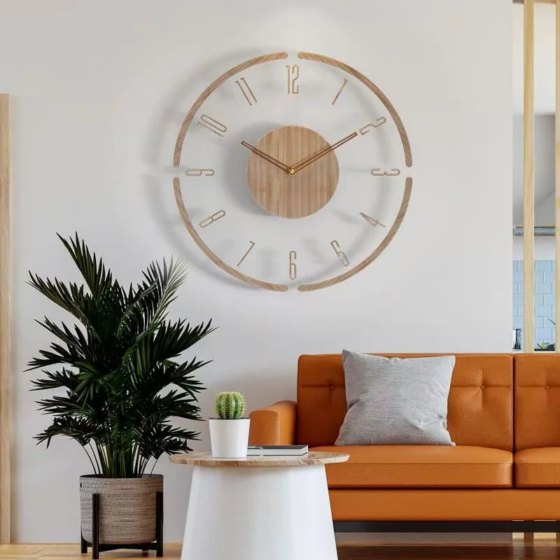 Royora Scandinavian Solid Wood Silent Wall Clock, Quartz Movement