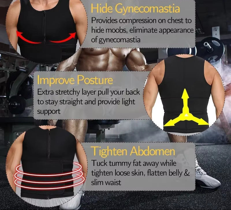 Sovere Neoprene Sauna Vest for Men - Weight Loss, Fat Burning and Core Support