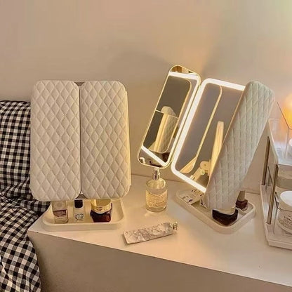 Novara Rectangular LED Vanity Mirror with 3 Lighting Modes, Foldable Design