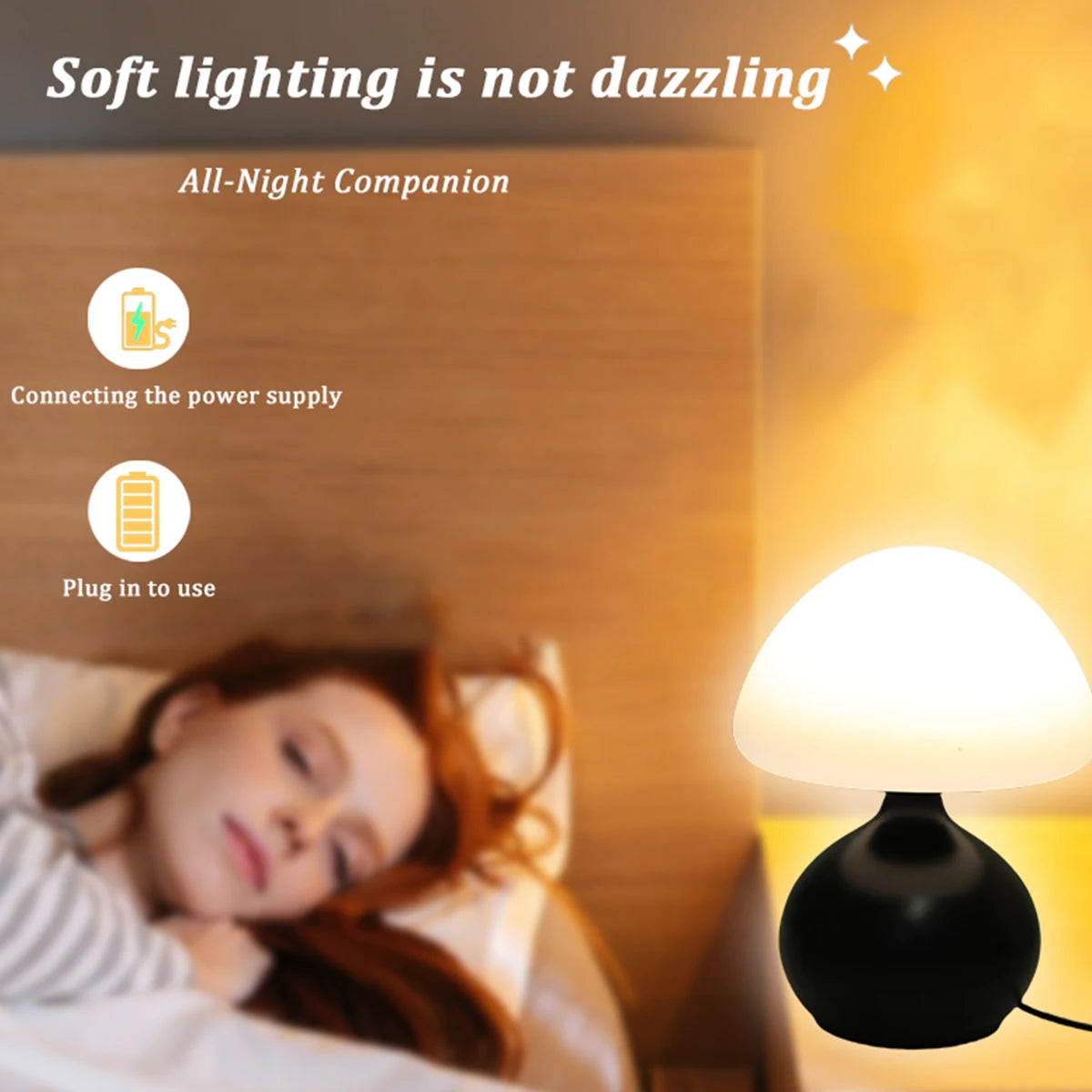 Sovere Modern Mushroom Table Lamp with Adjustable LED Lighting for Bedroom & Living Room
