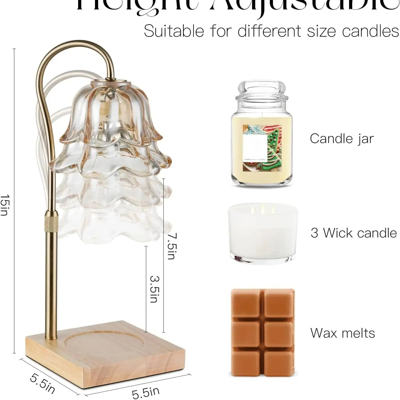 Sovere Candle Warmer Lamp with Timer, Adjustable Height for Wax Melts