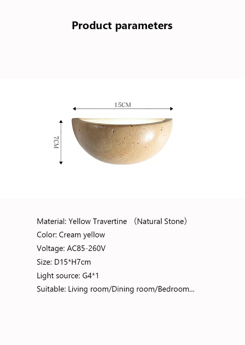 Sovere Stone Wall Light Sconce - Warm LED Glow for Modern Rustic Interiors