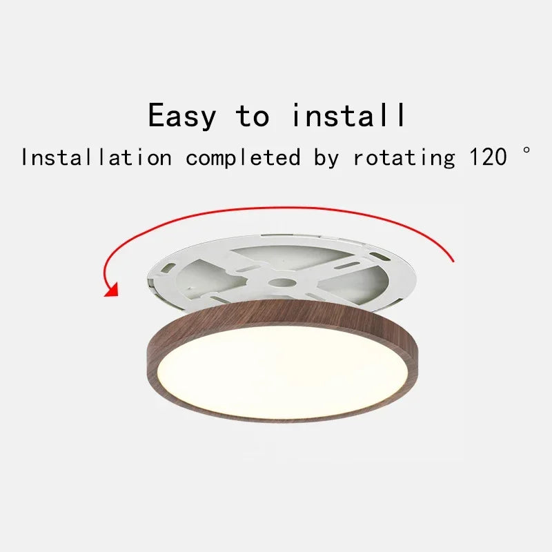 Majesta Ultrathin LED Ceiling Light with Adjustable Brightness and Walnut Finish