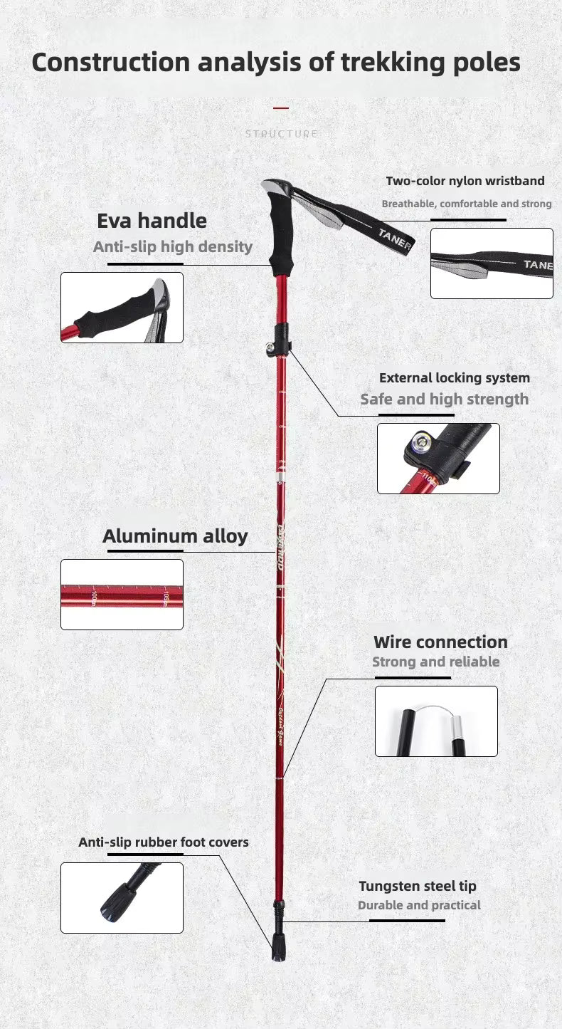 Sovere Adjustable Telescopic Trekking Poles for Hiking, Lightweight & Ergonomic Design