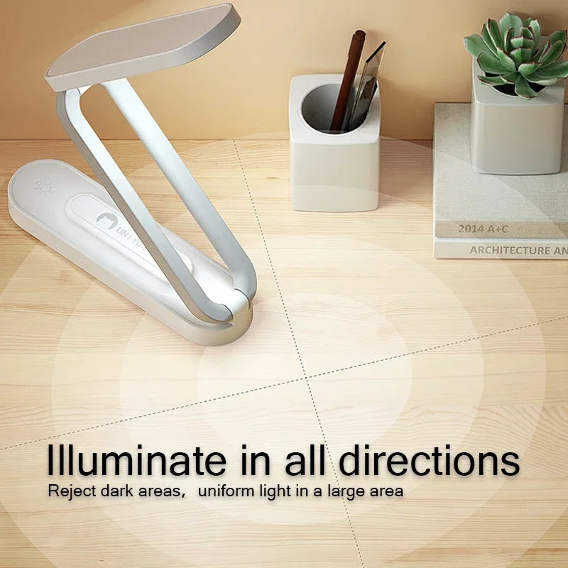 Sovere Adjustable Rechargeable Desk Lamp, Cordless Foldable Table Light with Dimmable Brightness
