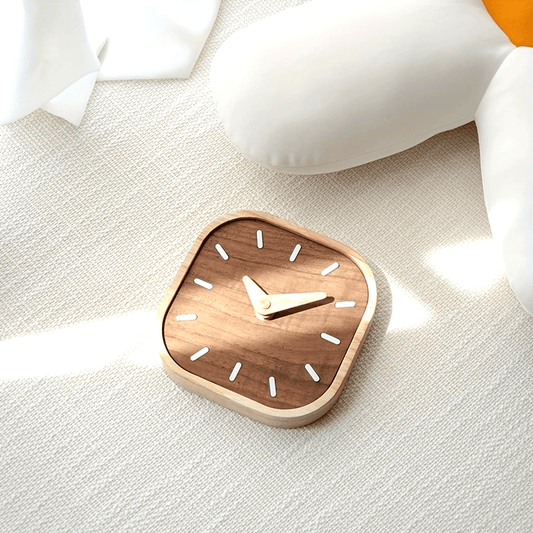 Silent Wooden Table Clock with Solid Oak and Walnut Design for Modern Decor 0