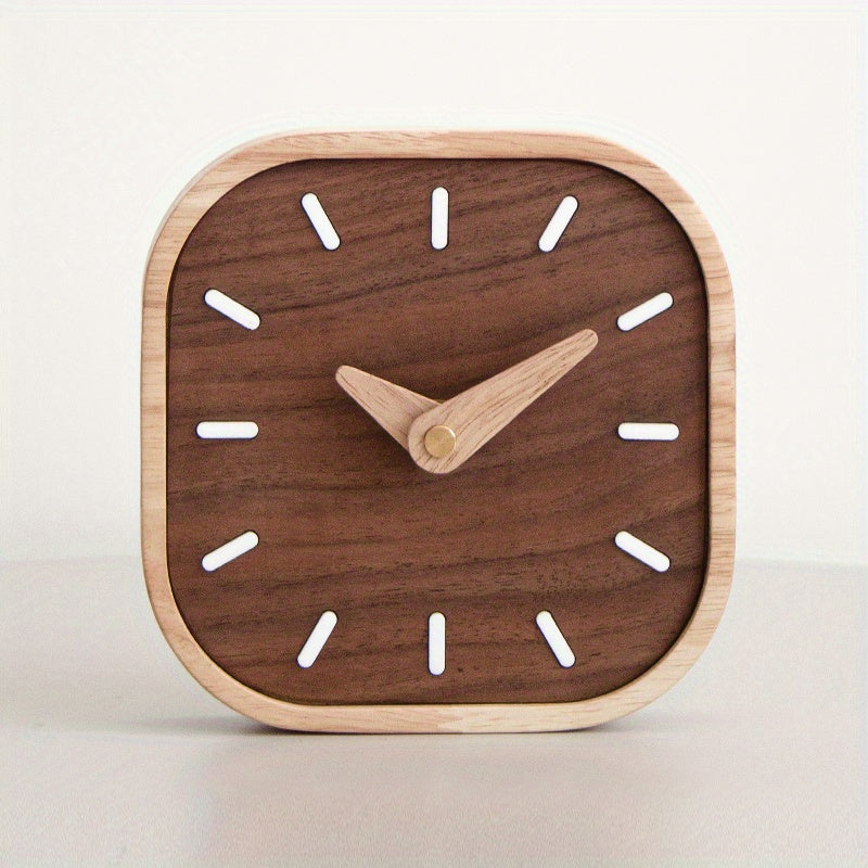 Silent Wooden Table Clock with Solid Oak and Walnut Design for Modern Decor 6