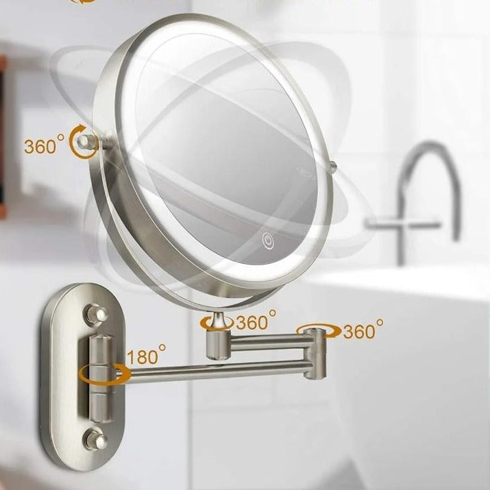 Skanto LED Magnifying Mirror | Rechargeable | Cosmetics & Bath | Chrome Silver 3