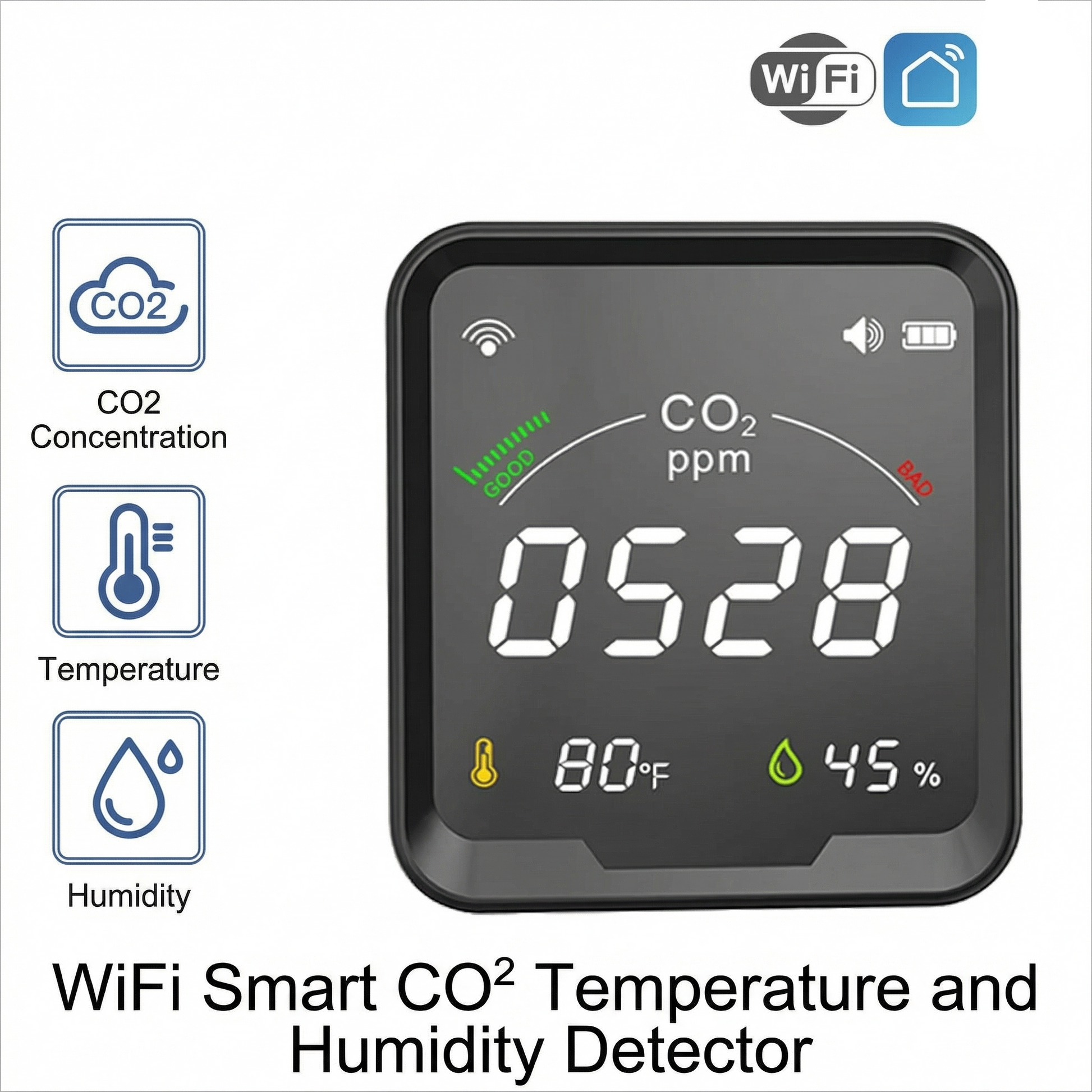Smart Home CO2 Detector | Real-Time Air Quality Monitor with Instant Alerts 1