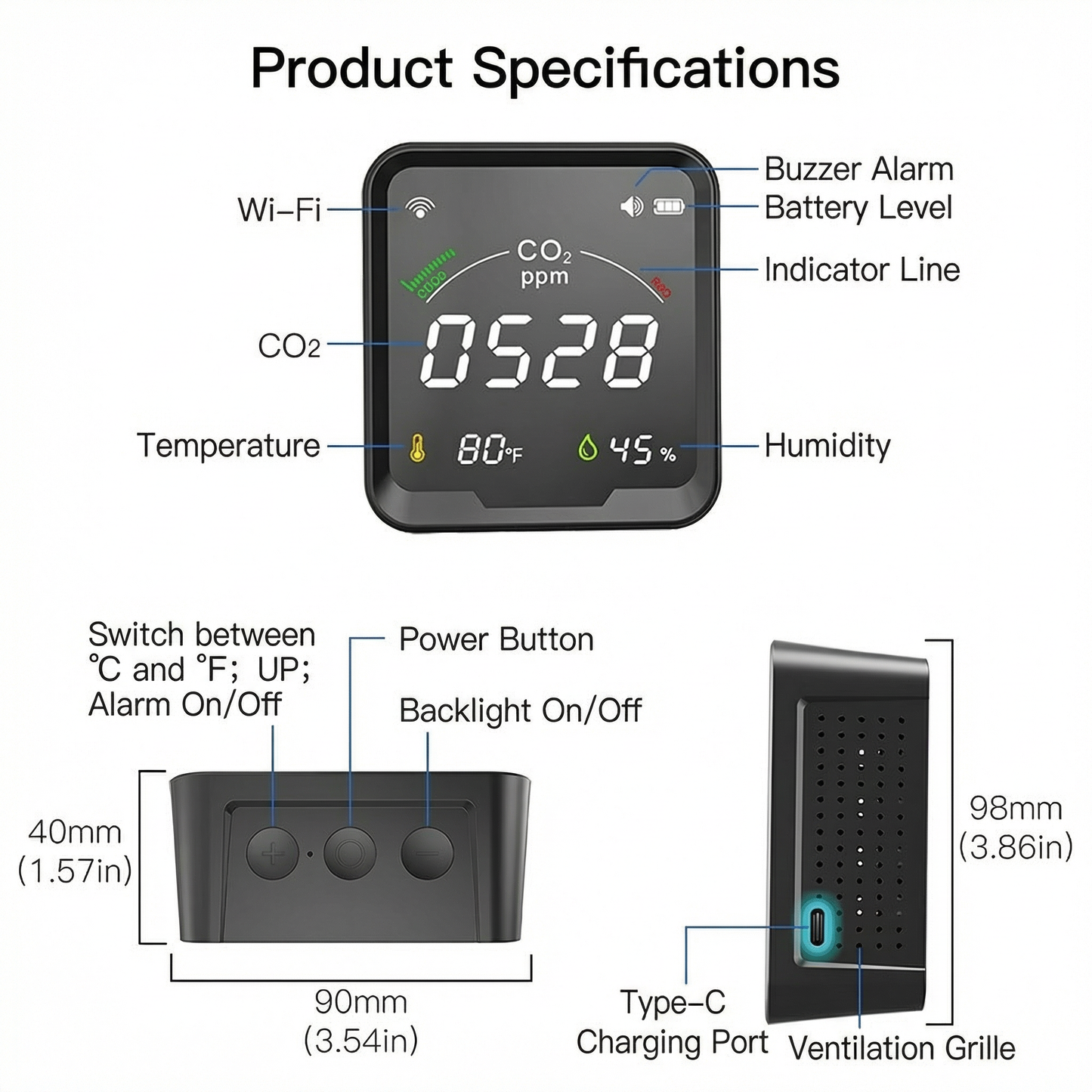 Smart Home CO2 Detector | Real-Time Air Quality Monitor with Instant Alerts 2