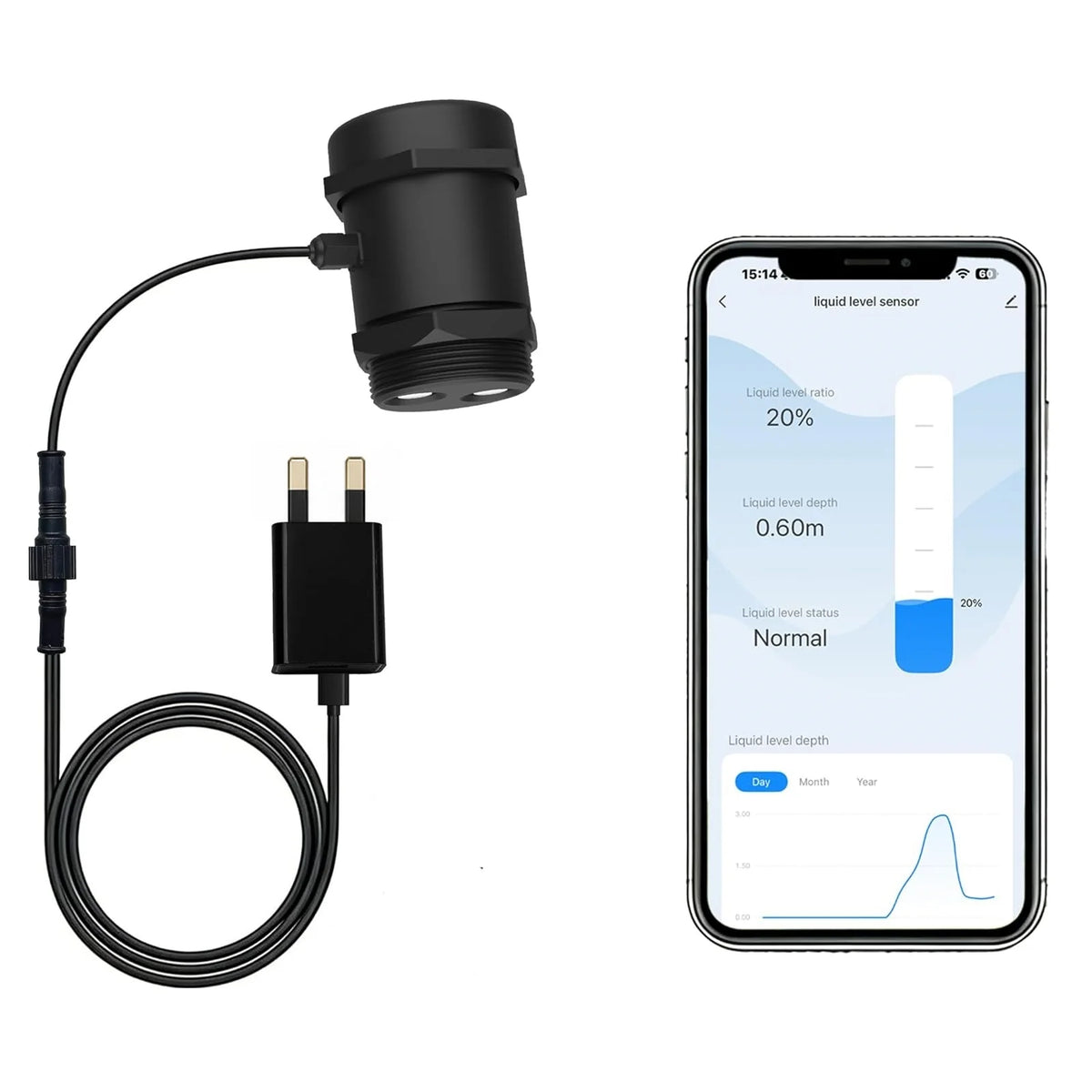 Smart Ultrasonic Tank Level Monitor WiFi Liquid & Solid Sensor with App Alarm 0