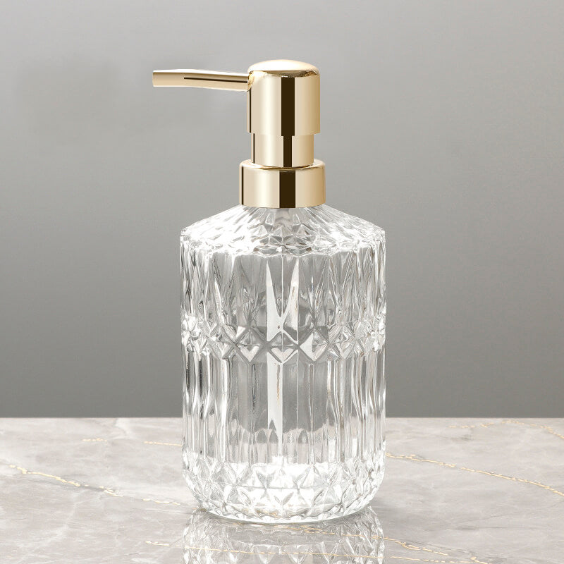 Soap Dispenser Clear Glass Refillable Manual Pump Compact 0