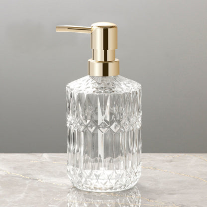 Soap Dispenser Clear Glass Refillable Manual Pump Compact 0