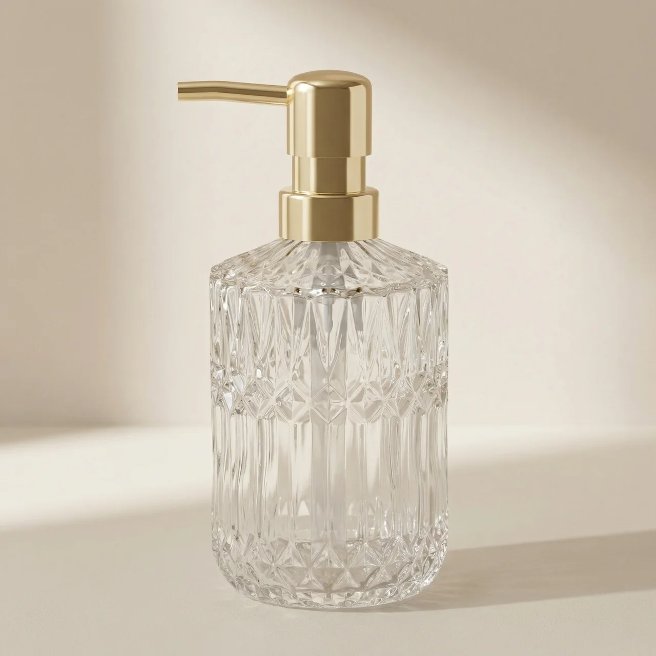 Soap Dispenser Clear Glass Refillable Manual Pump Compact 1