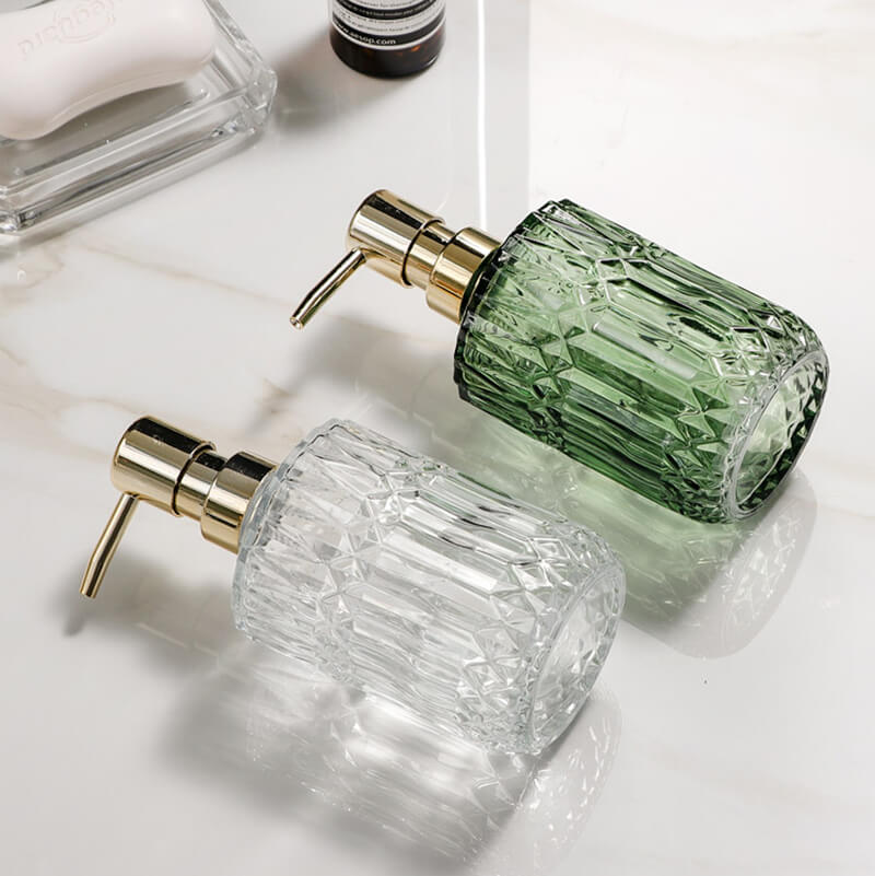 Soap Dispenser Clear Glass Refillable Manual Pump Compact 5