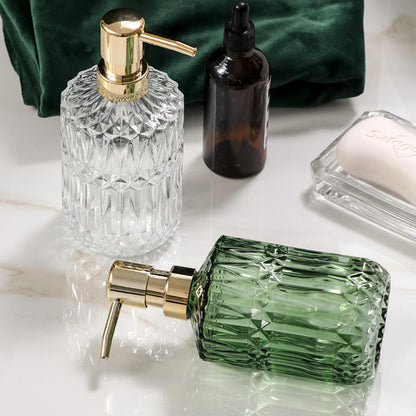 Soap Dispenser Clear Glass Refillable Manual Pump Compact 6