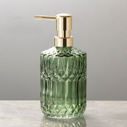 Soap Dispenser Clear Glass Refillable Manual Pump Compact 9