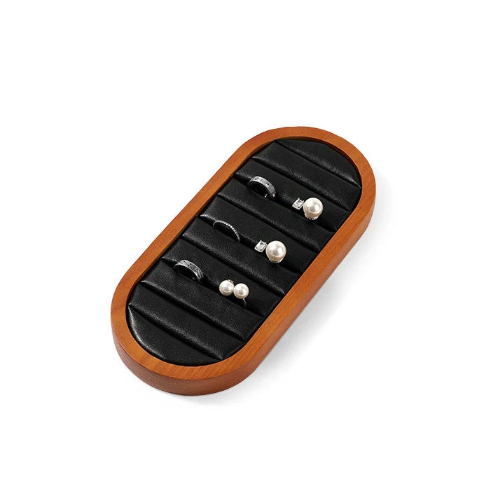 Solid Wood & Microfiber Ring Display Stand 0
