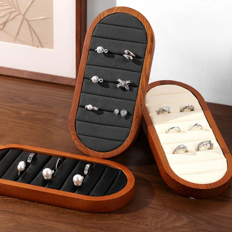 Solid Wood & Microfiber Ring Display Stand 1
