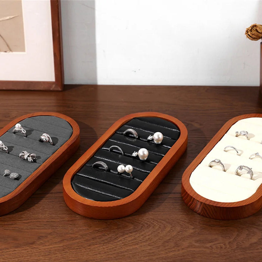Solid Wood & Microfiber Ring Display Stand 2