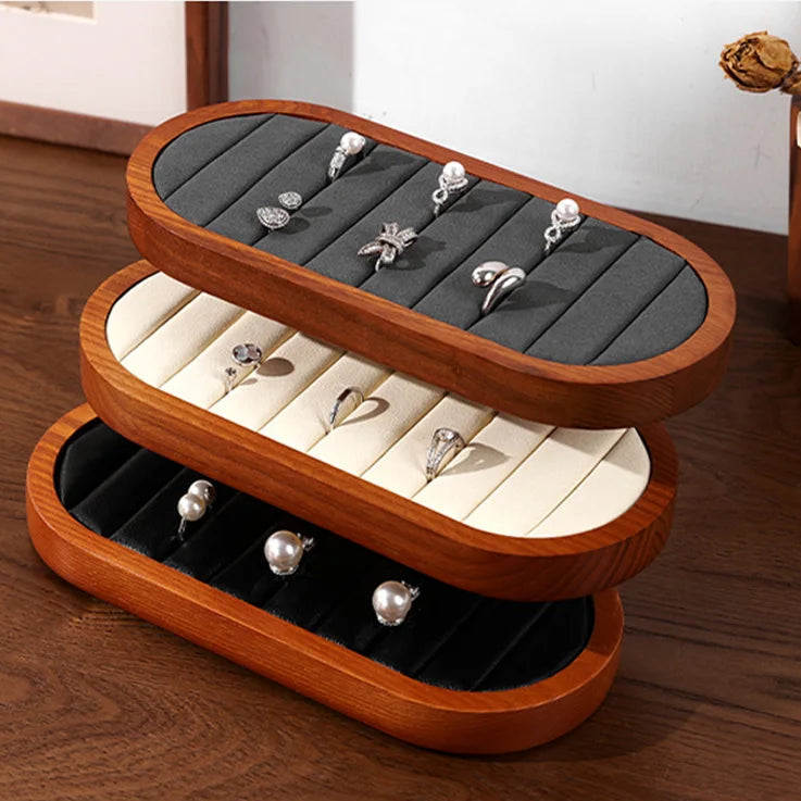 Solid Wood & Microfiber Ring Display Stand 3
