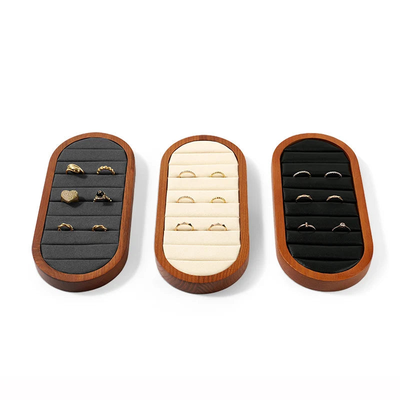 Solid Wood & Microfiber Ring Display Stand 6